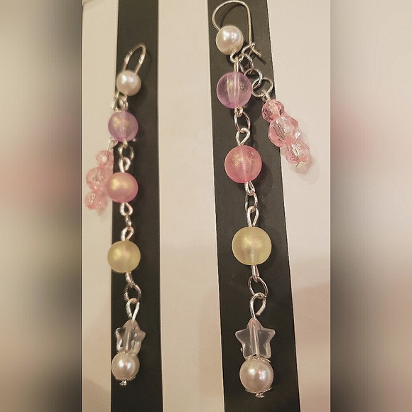 Handmade Cute Colourful Star Dangle Earrings - Picture 3 of 3